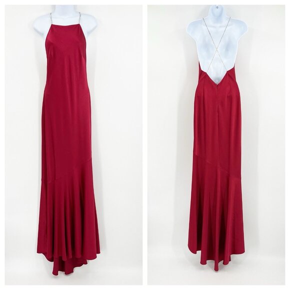 Rachel Zoe Red Gown Embellished Straps Size 6 Dress HOCO Elegant Glam Party - Picture 1 of 10